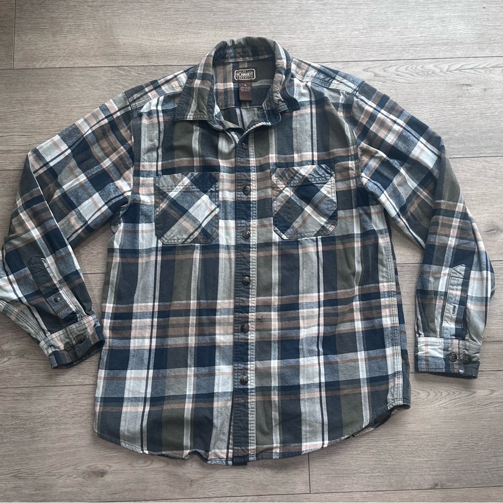 C.E. Schmidt Workwear Flannel Shirt‎ Men’s Medium Plaid Button Front Cotton